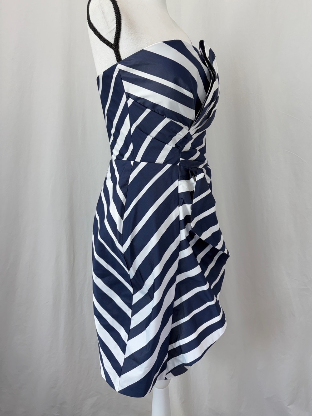 Ralph Lauren NWT Navy White Taffeta Strapless wedding Guest Cocktail Dress SZ 8 - Picture 6 of 17